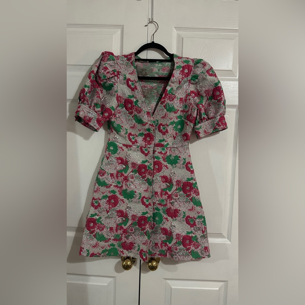 Ganni Sugar Plum Floral Jacquard Dress